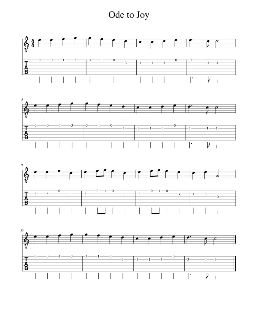 Ode to Joy Sheet music for Guitar (Mixed Duet) | Musescore.com