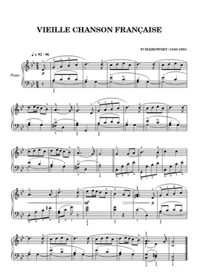 Free Vieille Chanson Française by Pyotr Ilyich Tchaikovsky sheet music