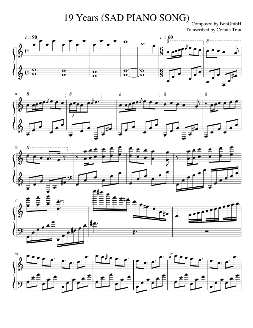 19 Years (SAD PIANO SONG) -CURRENTLY EDITING- Sheet music for Piano (Solo)  | Musescore.com