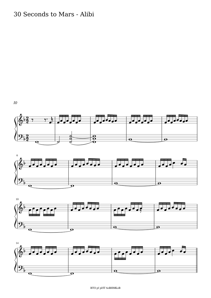 30 seconds to mars-Alibi Sheet music for Piano (Solo) | Musescore.com