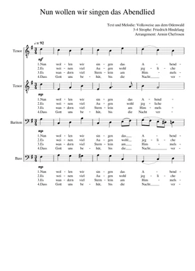 Free Nun Wollen Wir Singen Das Abendlied by Misc tunes sheet music |  Download PDF or print on Musescore.com