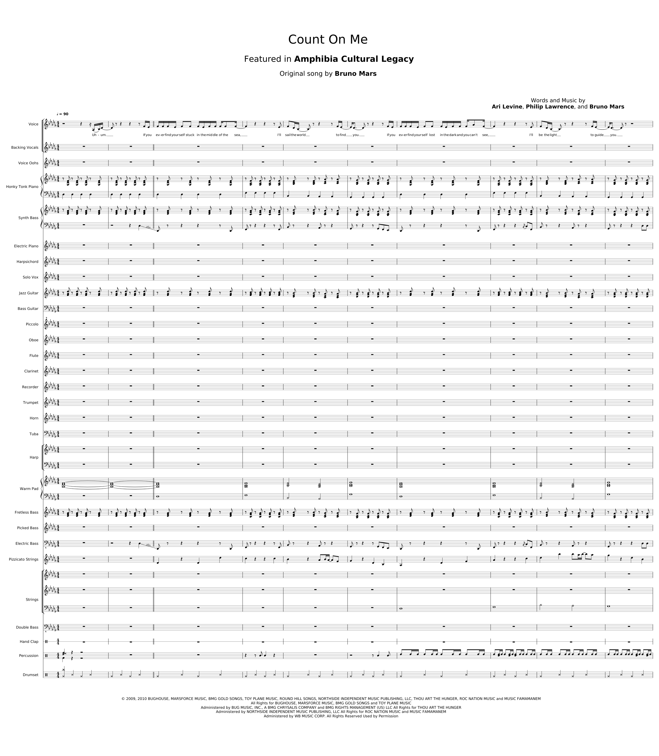 Count On Me - Amphibia Cultural Legacy Sheet music for Piano, Harpsichord,  Tuba, Vocals & more instruments (Mixed Ensemble)