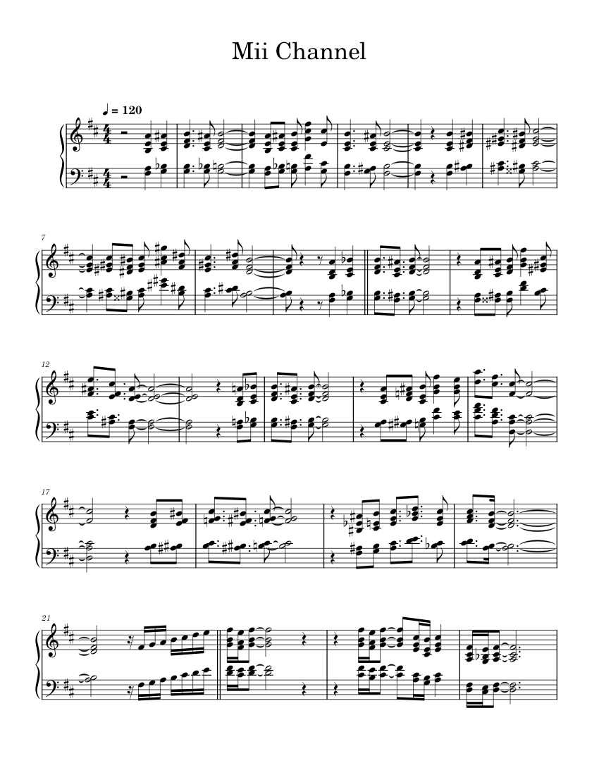 Mii Channel Theme – Kazumi Totaka cover by Insaneintherain Sheet music ...