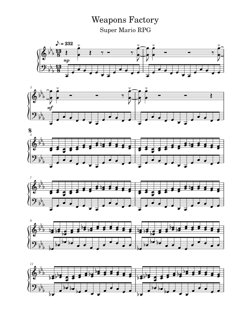 Weapons Factory - Super Mario RPG (Piano) Sheet music for Piano (Solo ...