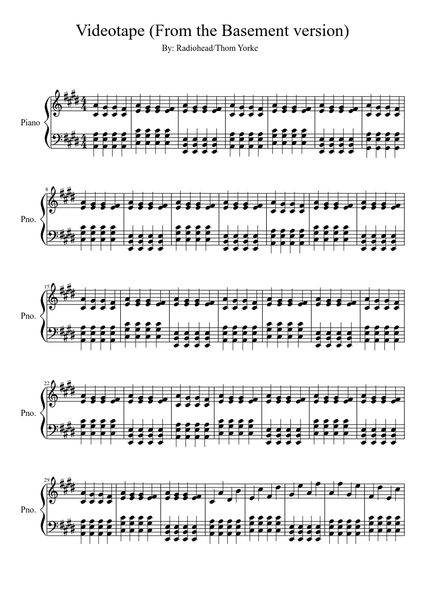 Videotape (From the Basement version) Sheet music for Piano (Solo) |  Musescore.com
