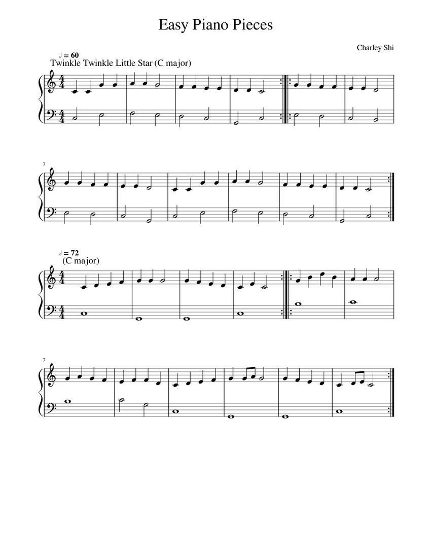 Easy Piano Pieces Sheet music for Piano (Solo) | Musescore.com