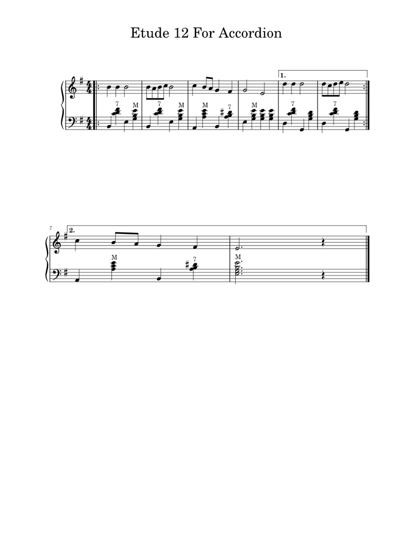 Etude 12 For Accordion - piano tutorial