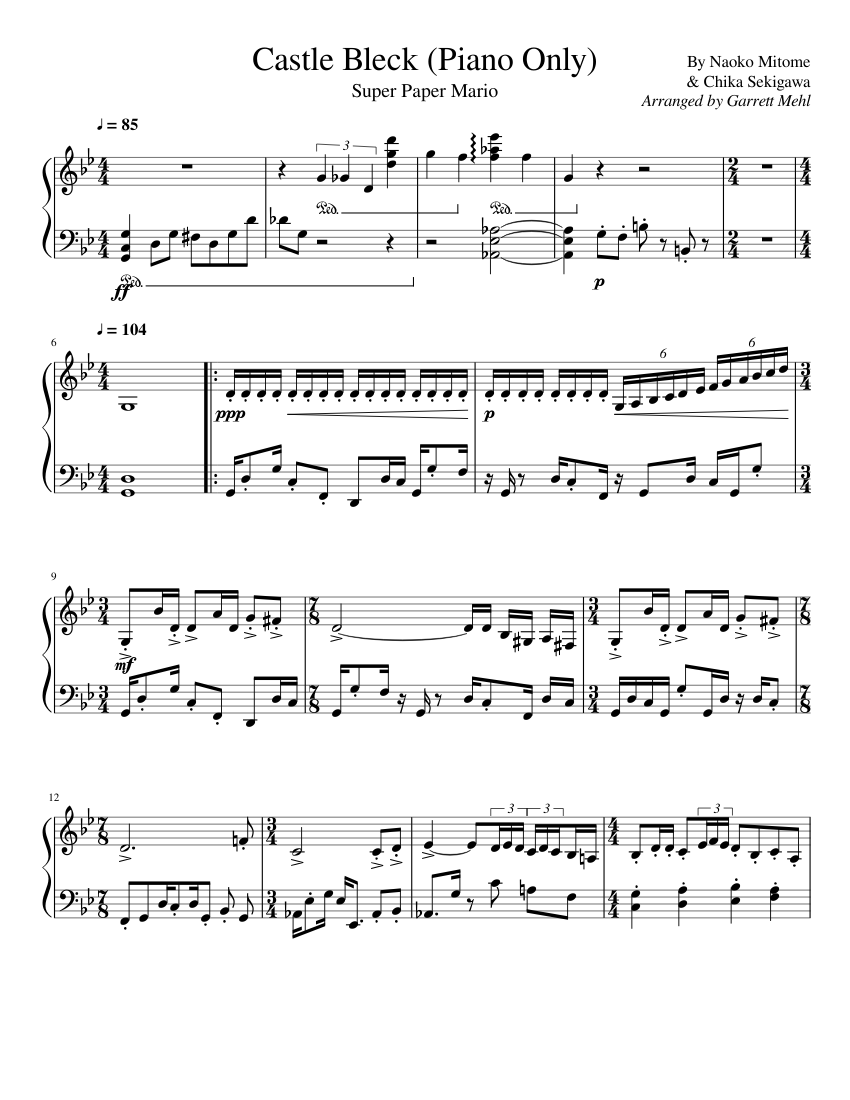 Super Paper Mario: Castle Bleck (Piano Only) - piano tutorial
