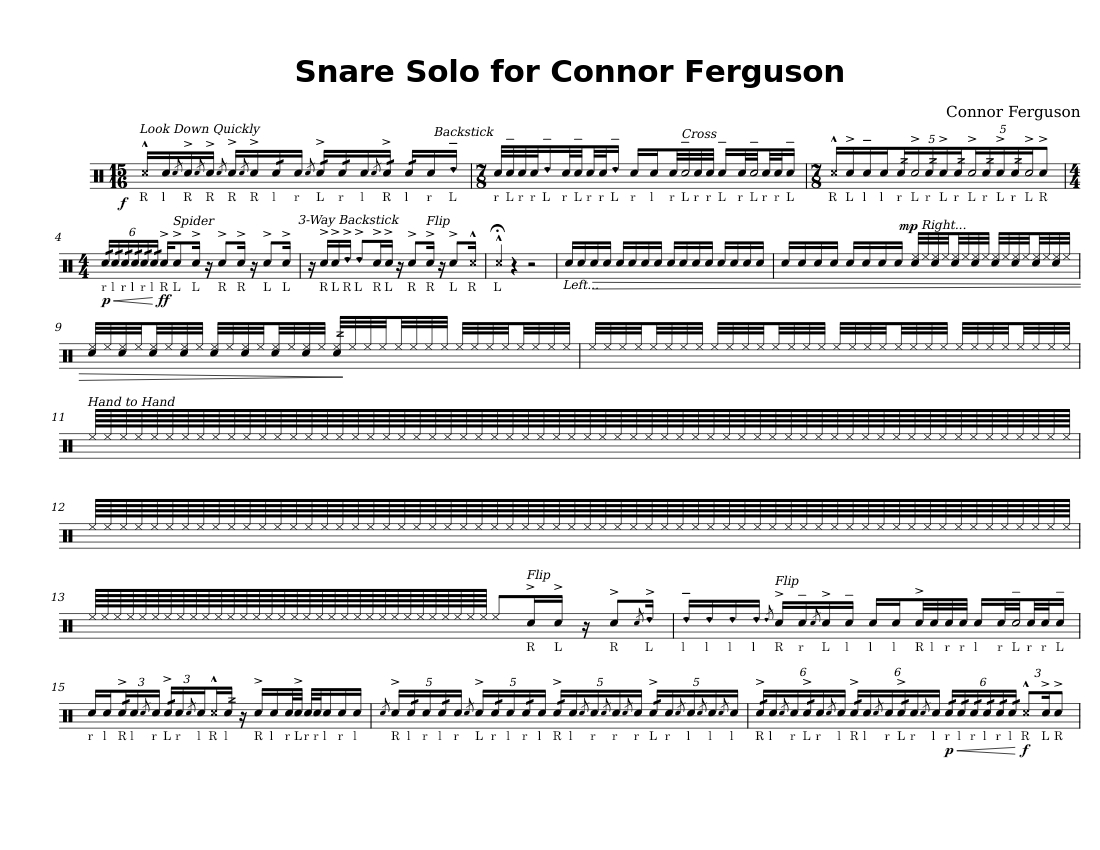 Snare Solo For Connor Ferguson Srando00 Sheet Music For Snare Drum Snare Solo For Connor Ferguson Srando00 Sheet Music For Snare Drum