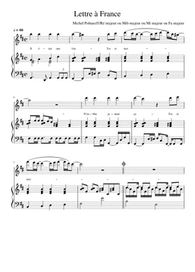 Free Lettre A France by Michel Polnareff sheet music | Download PDF or  print on Musescore.com