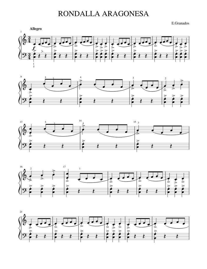 RONDALLA ARAGONESA Sheet music for Piano (Solo) | Musescore.com