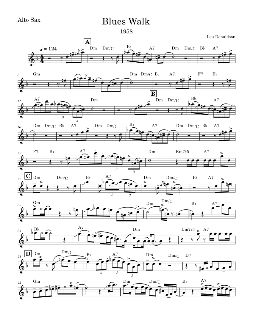 Blues Walk Alto Sax Sheet music for Saxophone alto (Solo)
