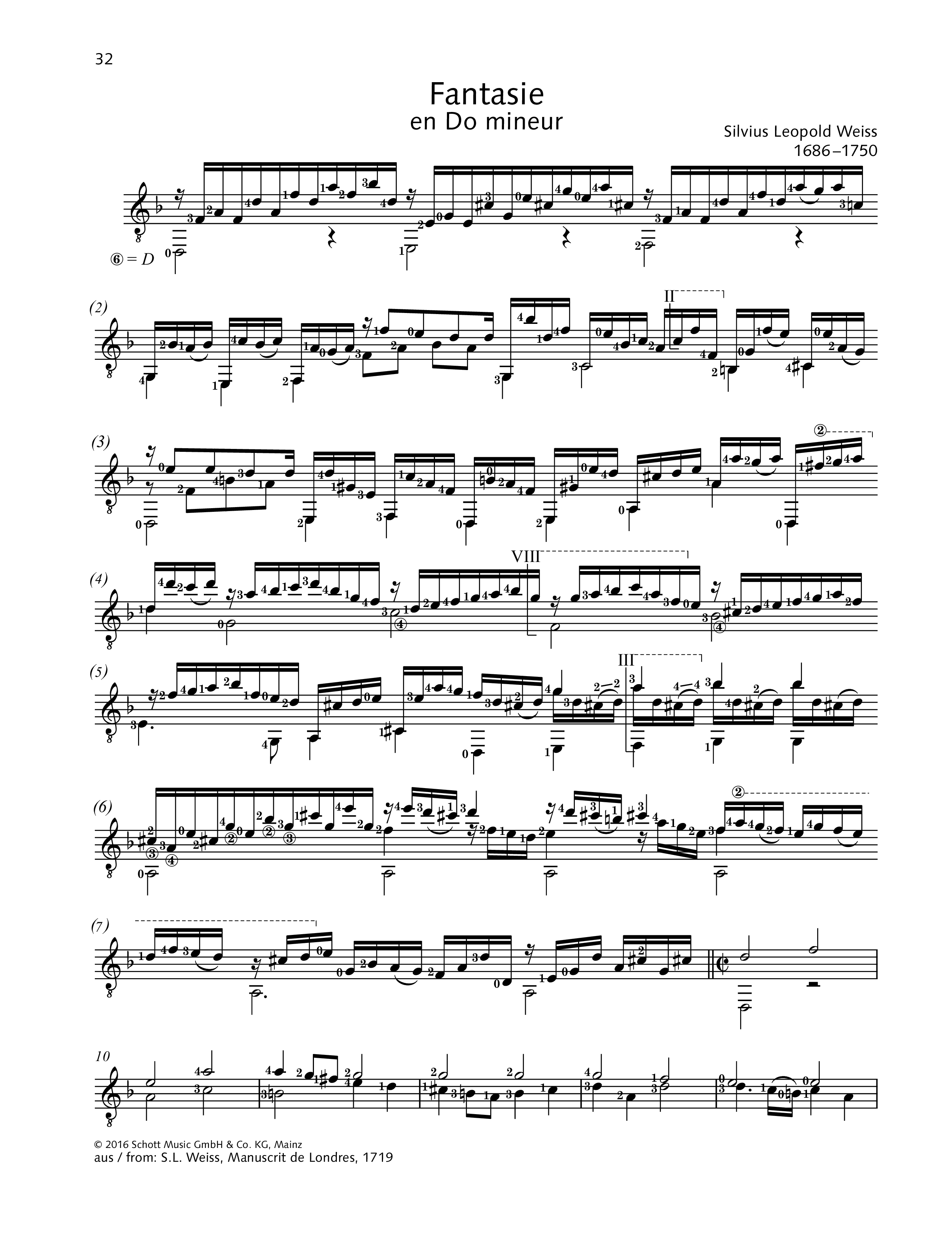 Fantasy Sheet music for Guitar by Silvius Leopold Weiss Official |  MuseScore.com