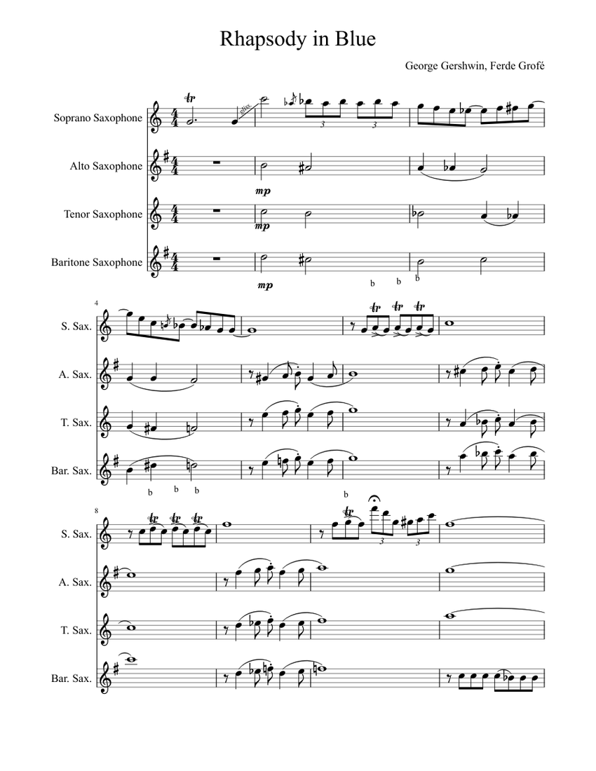 Rhapsody In Blue Sheet music for Saxophone soprano (Solo) | Musescore.com