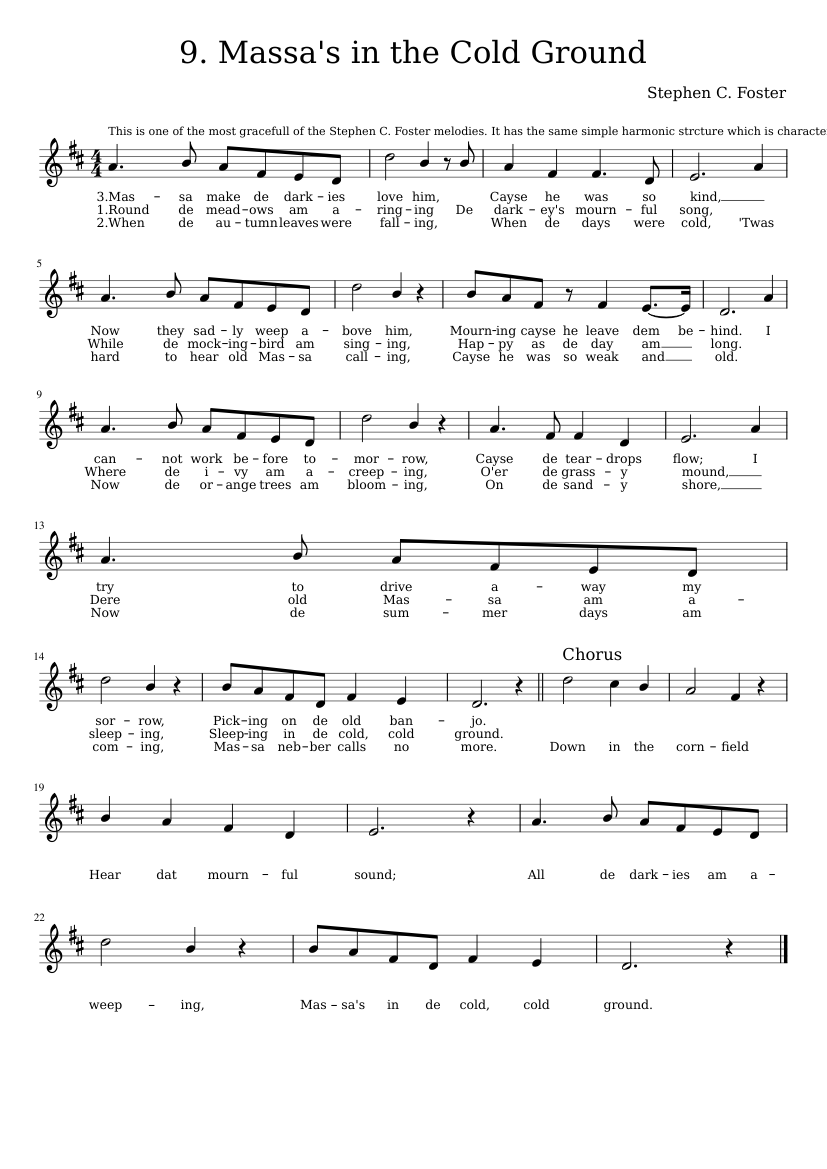 Massa's in the Cold Ground