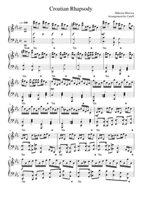 Croatian Rhapsody by Maksim Mrvica free sheet music | Download PDF or print  on Musescore.com