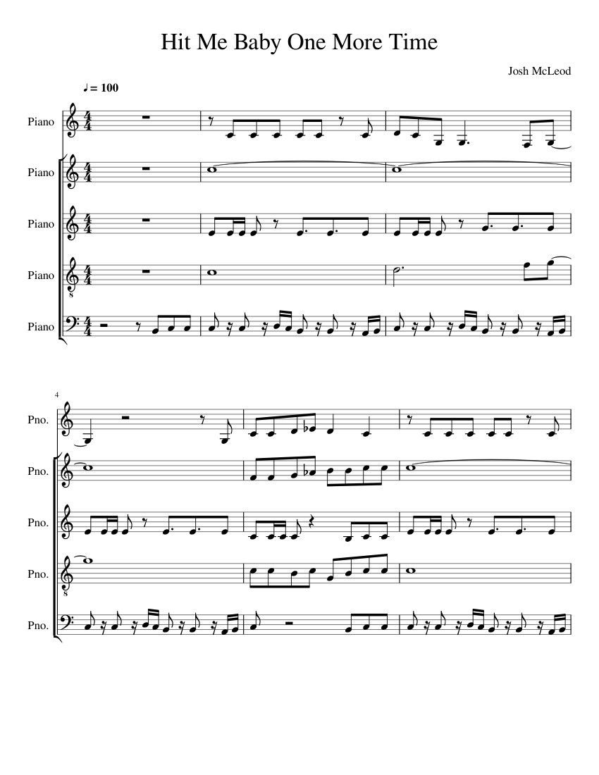 Hit Me Baby One More Time Sample (2) Sheet music for Piano (Mixed Quintet)  | Musescore.com