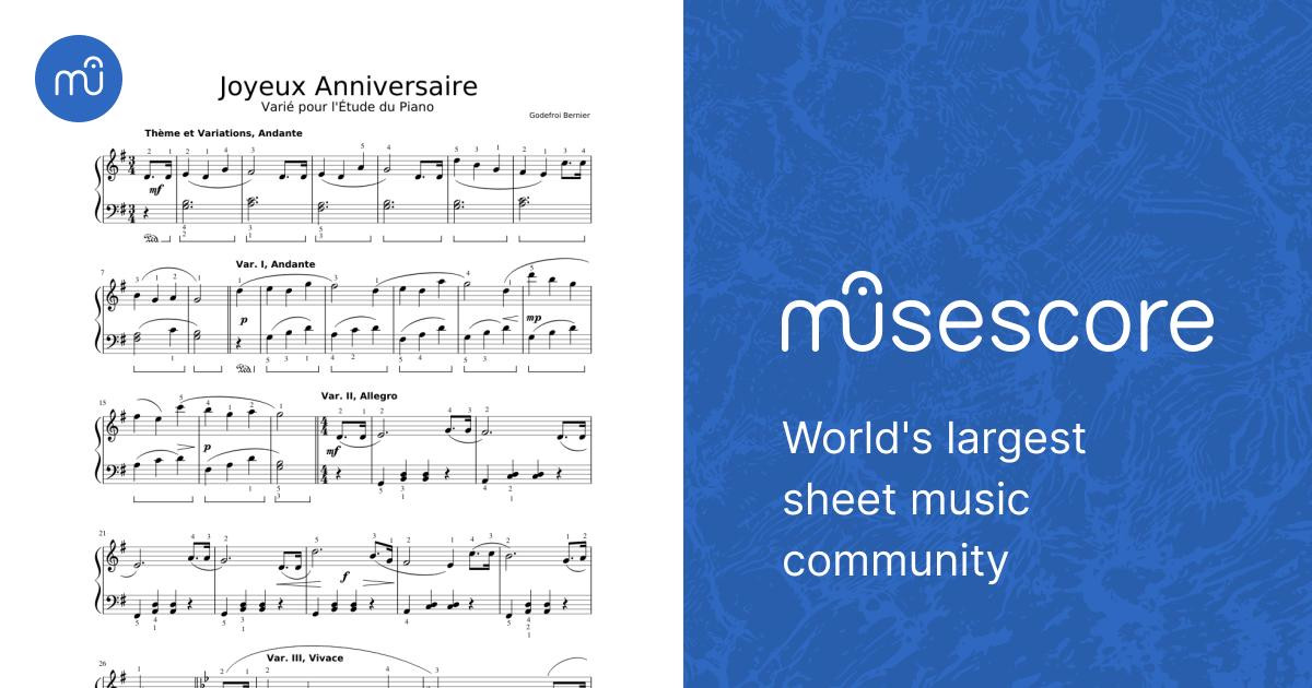 Joyeux Anniversaire Sheet music for Piano (Solo) | Musescore.com