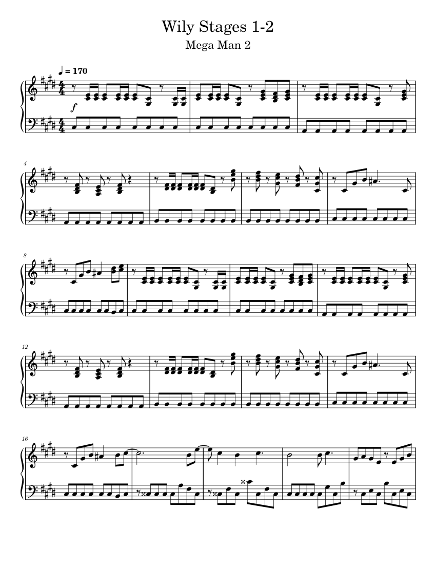 Wily Castle 1-2 - Mega Man 2 (Piano) Sheet music for Piano (Solo) |  Musescore.com