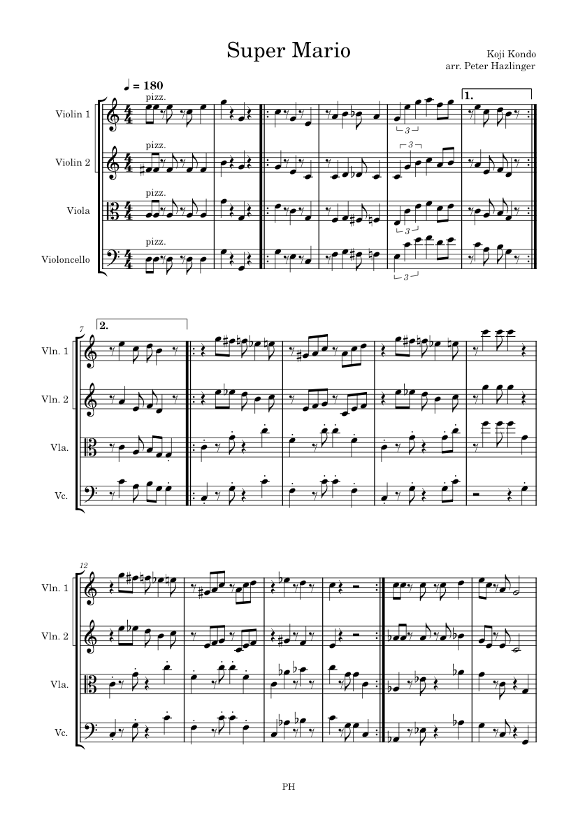 Super Mario Bros – Koji Kondo Sheet music for Violin, Viola, Strings ...