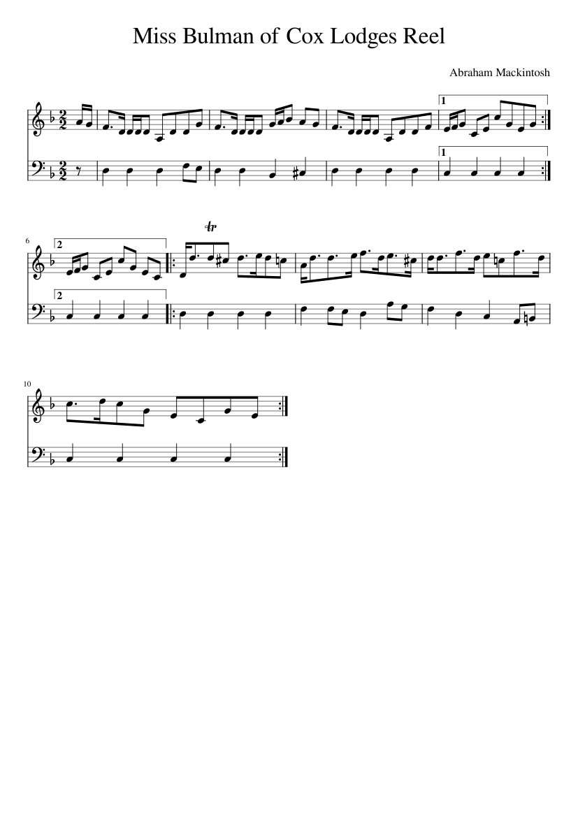 Miss Bulman of Cox Lodges Reel