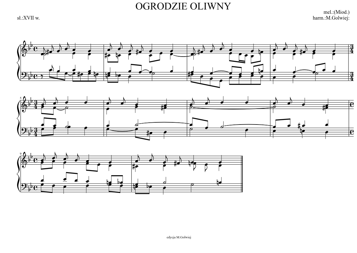 OGRODZIE OLIWNYi 11 innych pieśni na Wielki Post (O, OLIVE GARDEN and 11  another polish hymns for Lent) Sheet music for Organ, Harmonium (Mixed  Trio) | Musescore.com