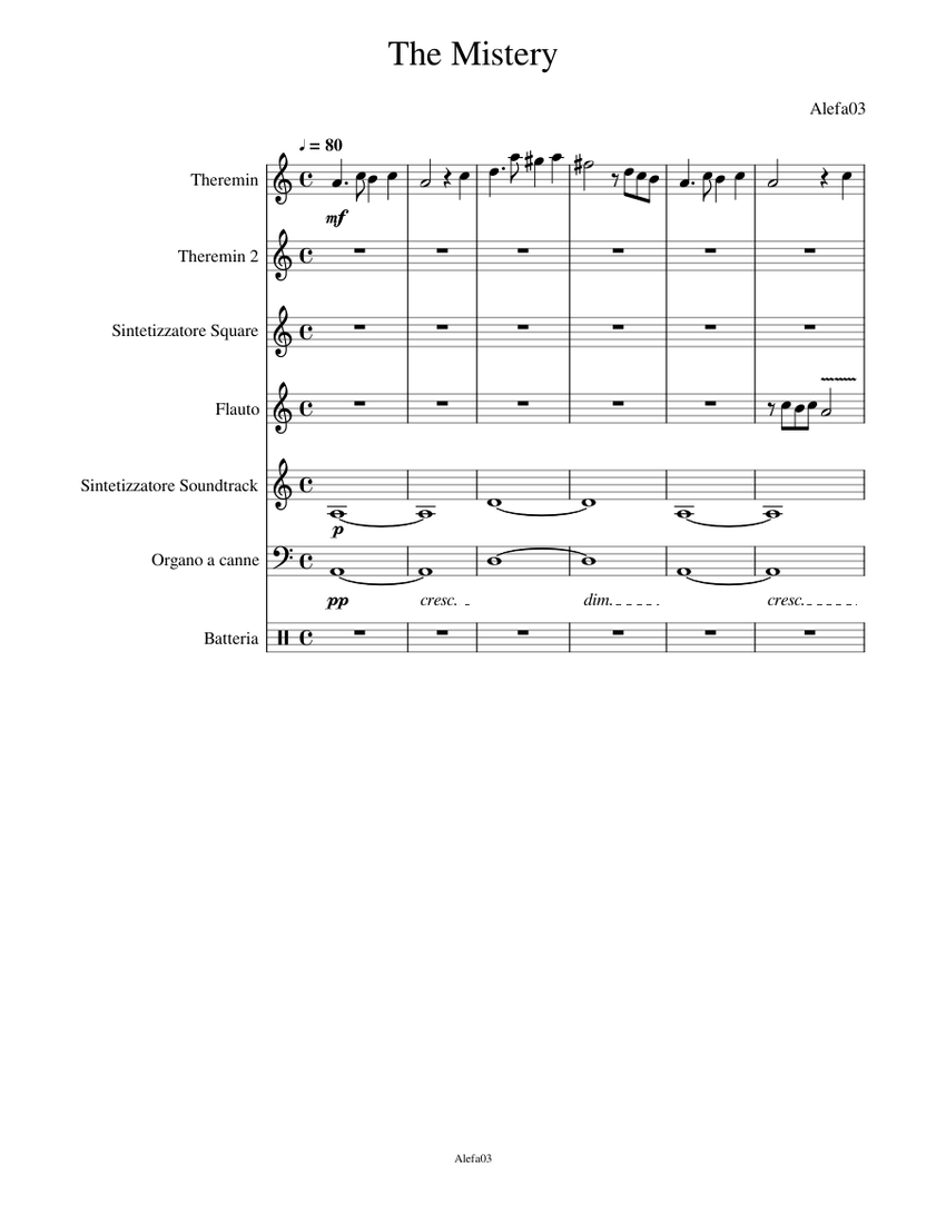 The Mystery Sheet music for Organ, Flute, Drum group, Synthesizer ...