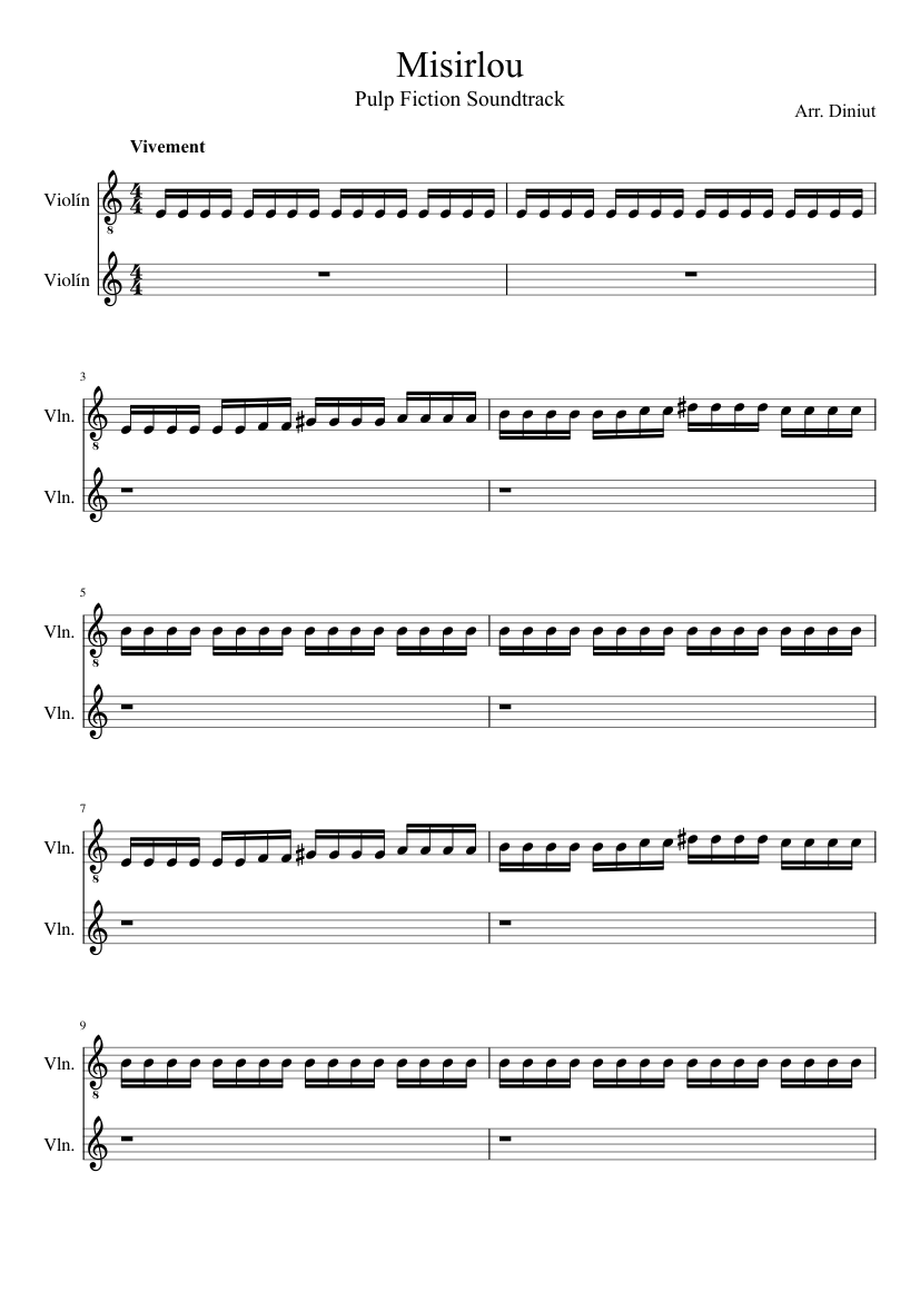 Misirlou for violin Sheet music for Piano, Violin (Mixed Quartet) |  Musescore.com
