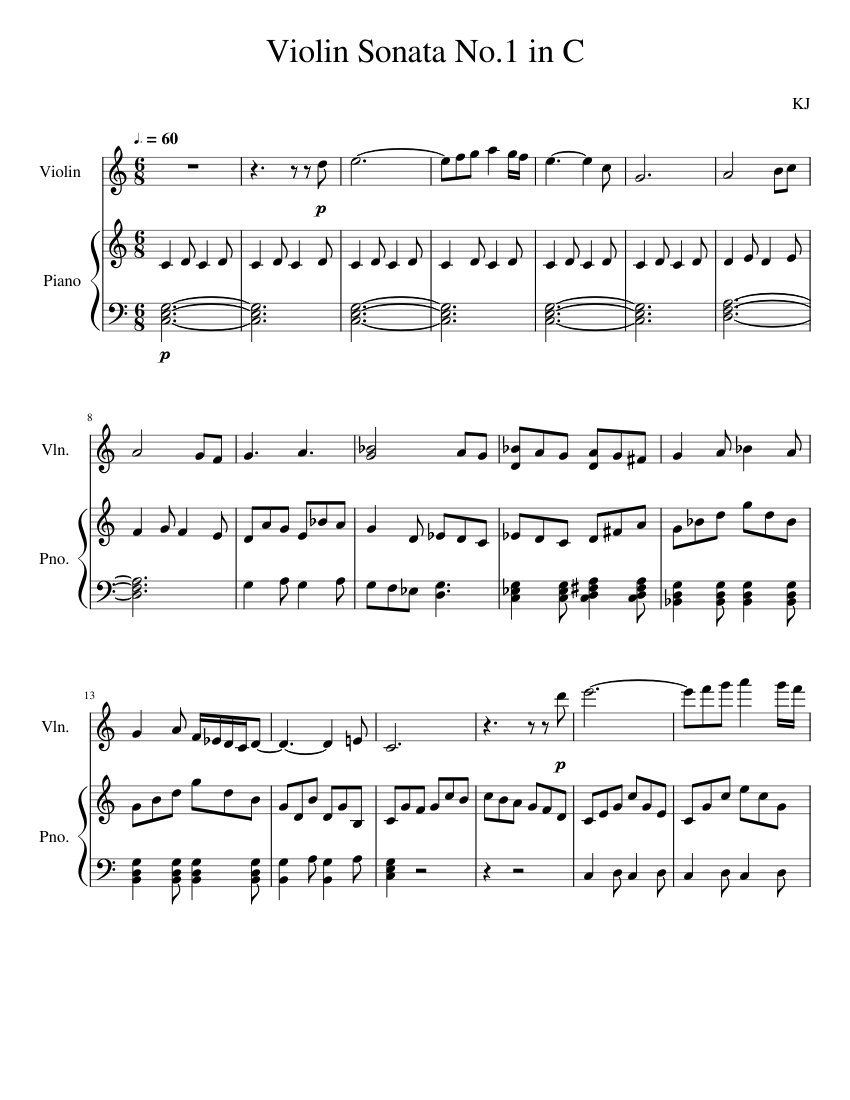 Violin Sonata No.1 in C Sheet music for Piano, Violin (Solo ...