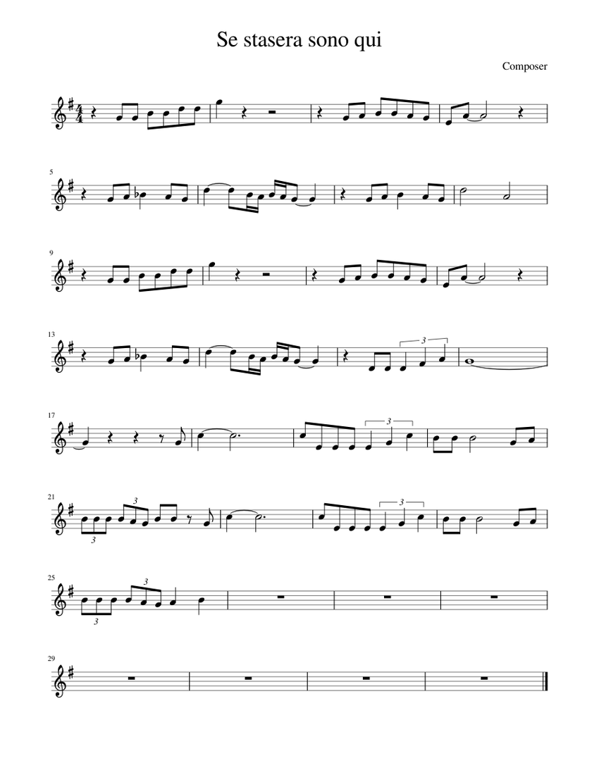 Se stasera sono qui Sheet music for Trumpet other (Solo)