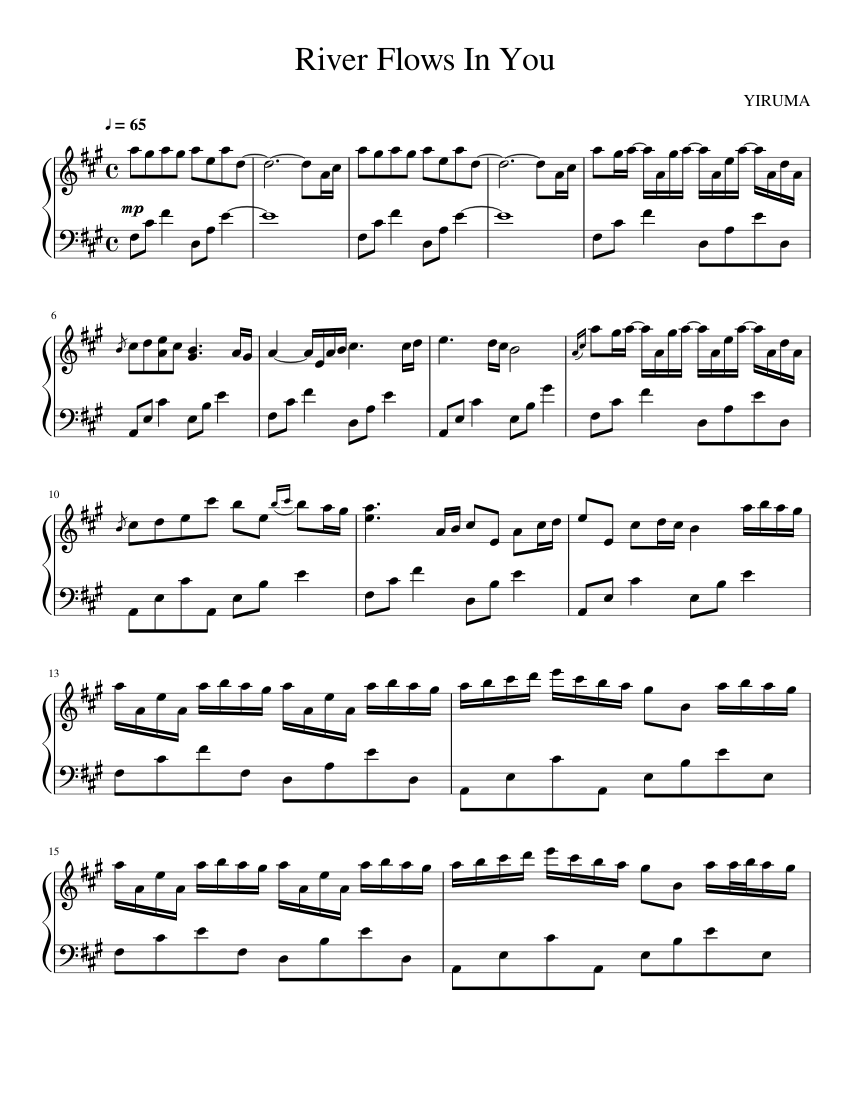 River Flows In You Sheet Music For Piano Solo Musescore Com