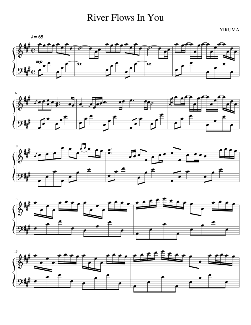 Wrinkles strike play piano River Flows In You Sheet music for Piano (Solo) | Musescore.com