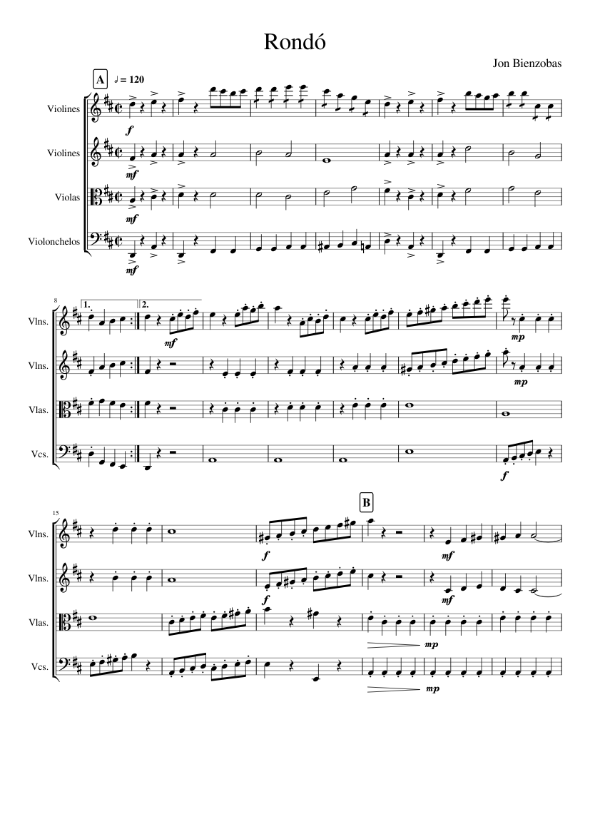 Rondo for String Orchestra Sheet Music for Strings group (Mixed Quartet ...
