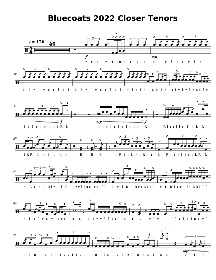 Bluecoats 2022 Closer Tenors Sheet music for Tenor drum (Solo
