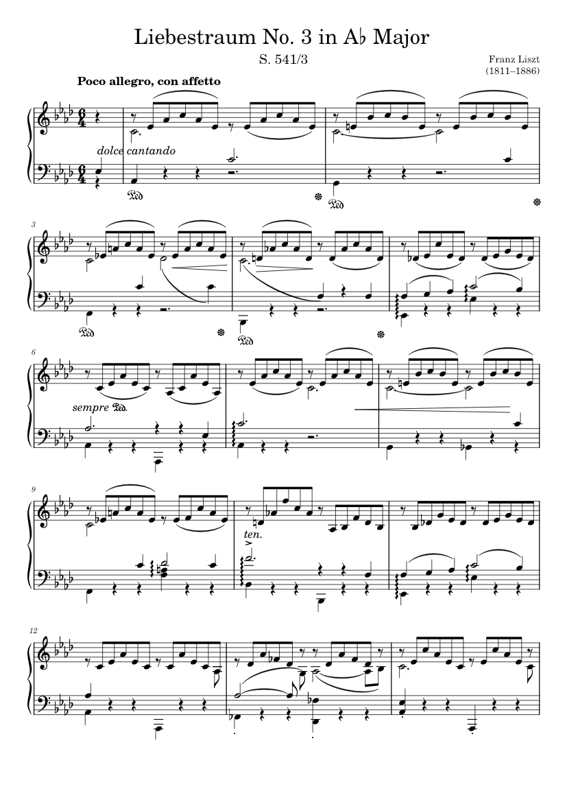 Liebestraum No 3 In A Major Sheet Music For Piano Solo Musescore Com