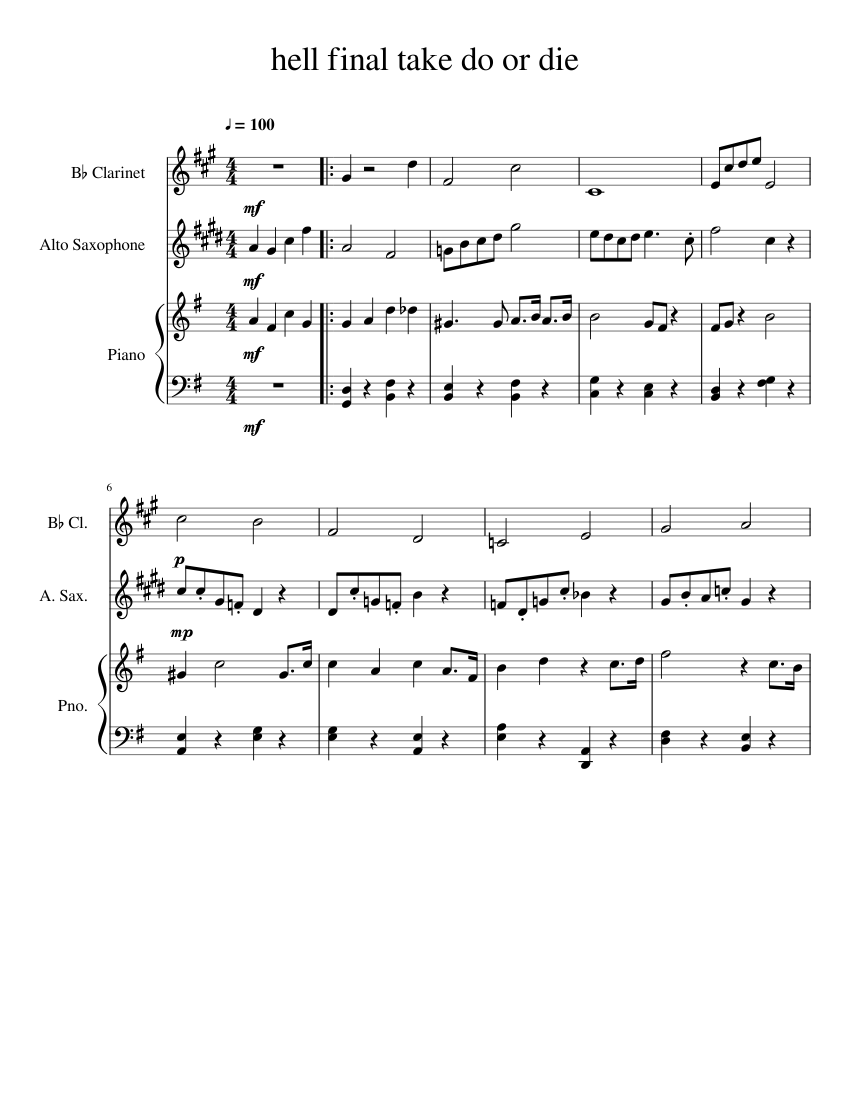 hell Sheet music for Piano, in bflat, Saxophone alto (Mixed