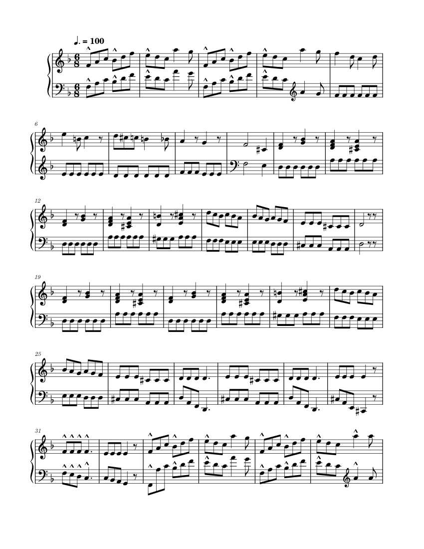 Piano 112 F Major Sheet music for Piano (Solo) Easy | Musescore.com