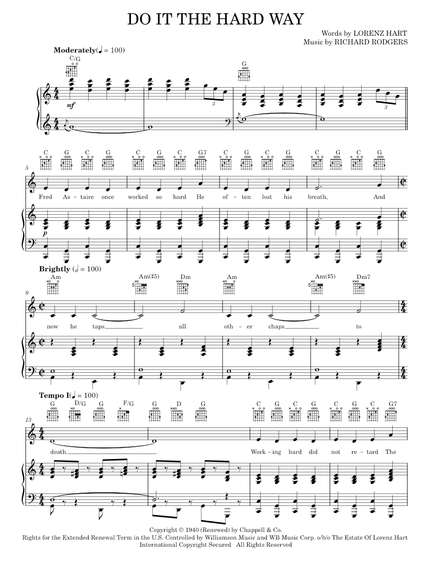 Play Official version of Do it the hard way sheet music by Rodgers &amp; Hart for Piano, Vocals ...