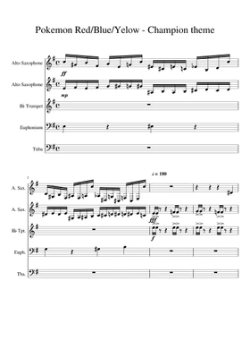 pokemon - red blue yellow champion battle by Misc Computer Games free sheet  music | Download PDF or print on Musescore.com