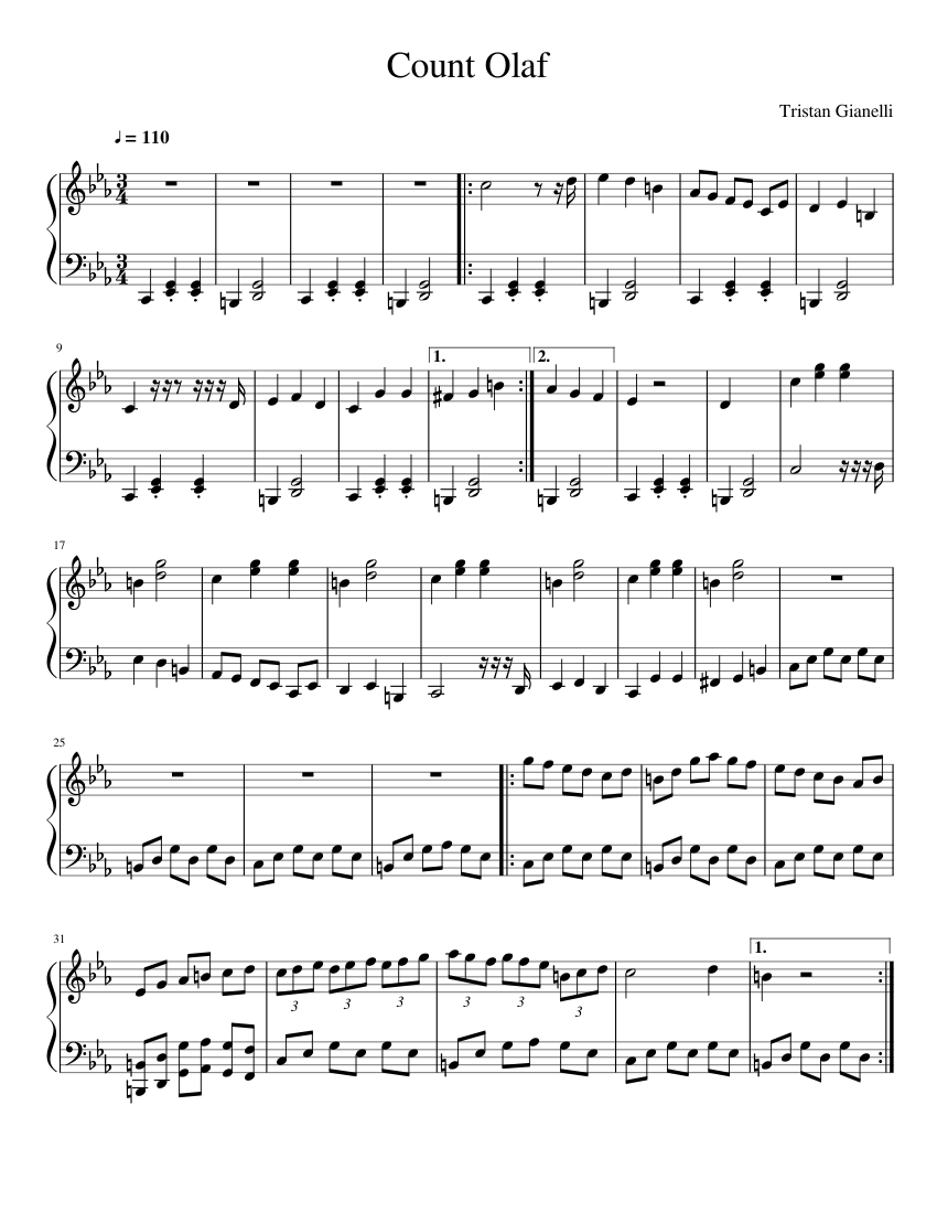 Count Olaf Sheet music for Piano (Solo) | Musescore.com