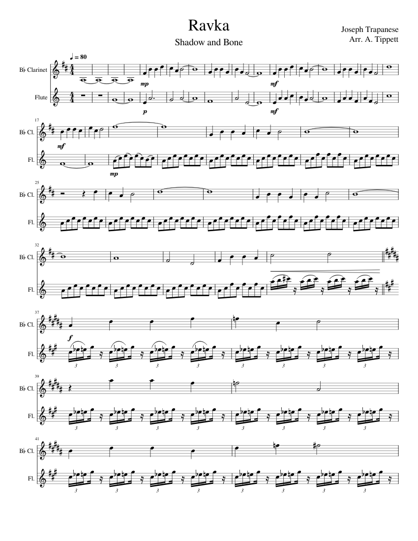 Ravka Joseph Trapanese (Flute and duet) Sheet music for