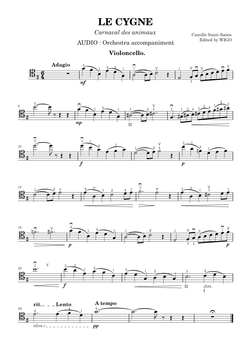 Le Cygne — Camille Saint-Saëns (The Swan / Der Schwan) Sheet music for ...