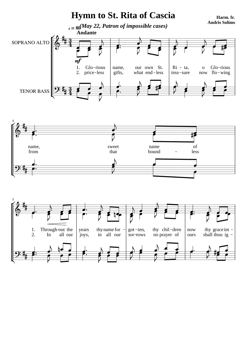 Hymn to St. Rita of Cascia