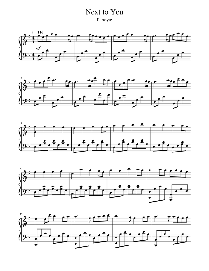 Next to You [Parasyte] Sheet music for Piano (Solo) | Musescore.com