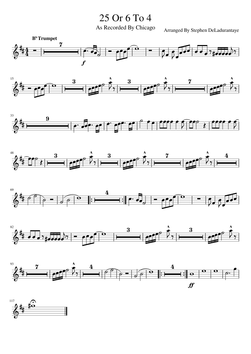 25 Or 6 To 4 Sheet music for Trumpet in b-flat (Solo) | Musescore.com