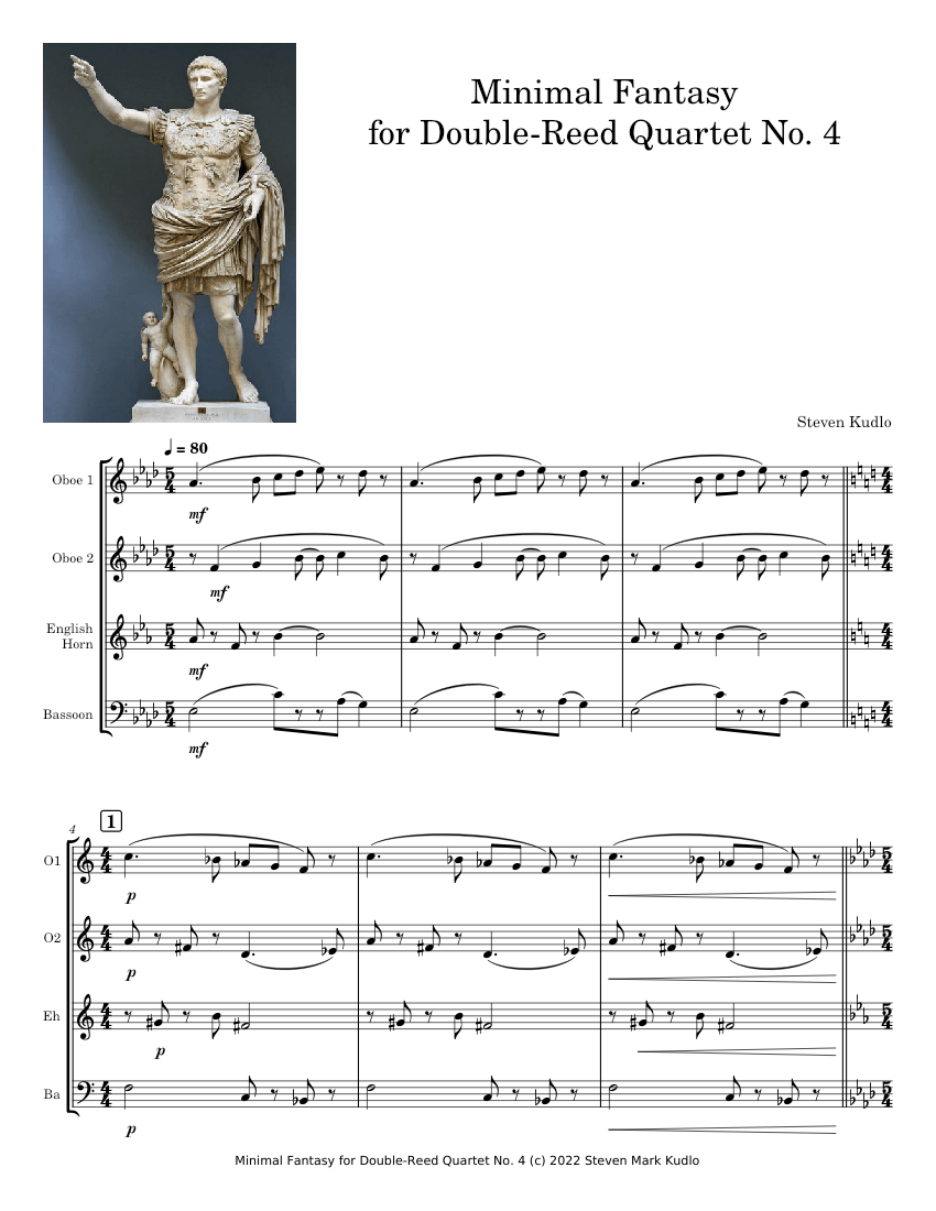Minimal Fantasy for Double-Reed Quartet No. 4 - Steven Kudlo Sheet ...