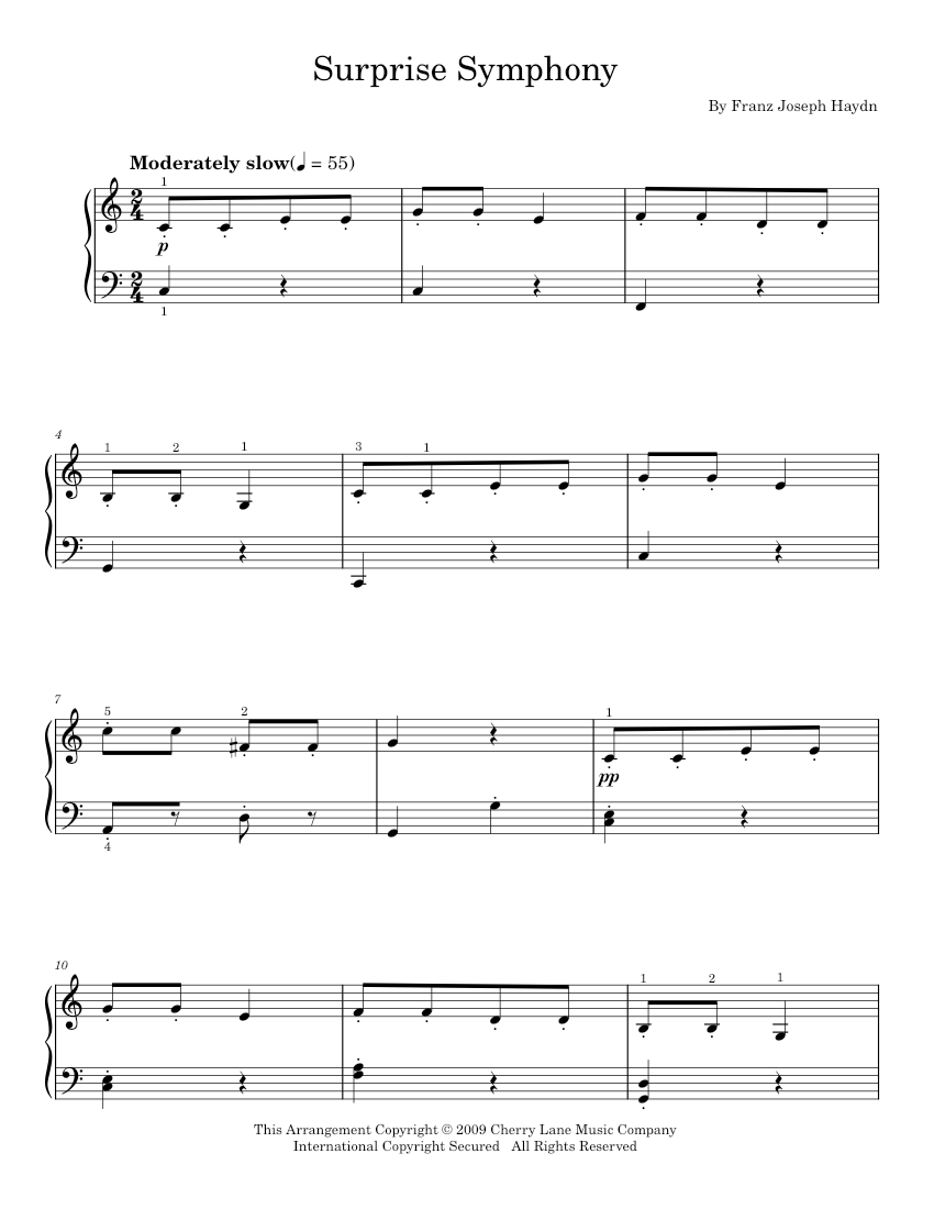 Play Official version of Surprise symphony Sheet Music by Joseph Haydn ...