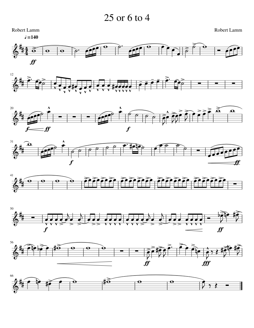 25 or 6 to 4 sheet music for saxophone alto solo musescore