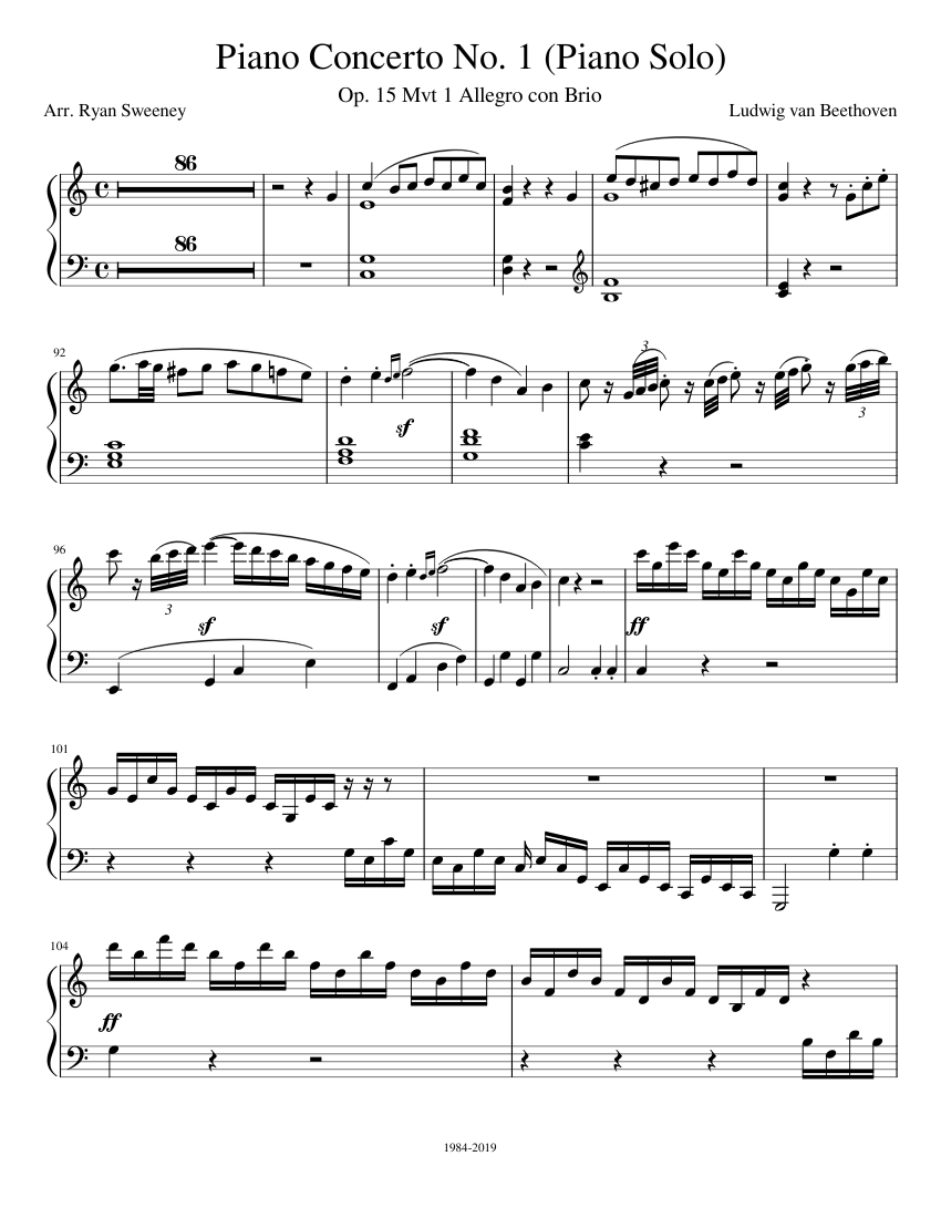 Piano Concerto No. 1 Piano Solo Sheet music for Piano (Solo) | Musescore.com