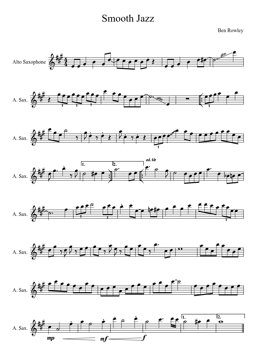 Smooth Jazz Sheet music for Saxophone alto (Solo) | Musescore.com